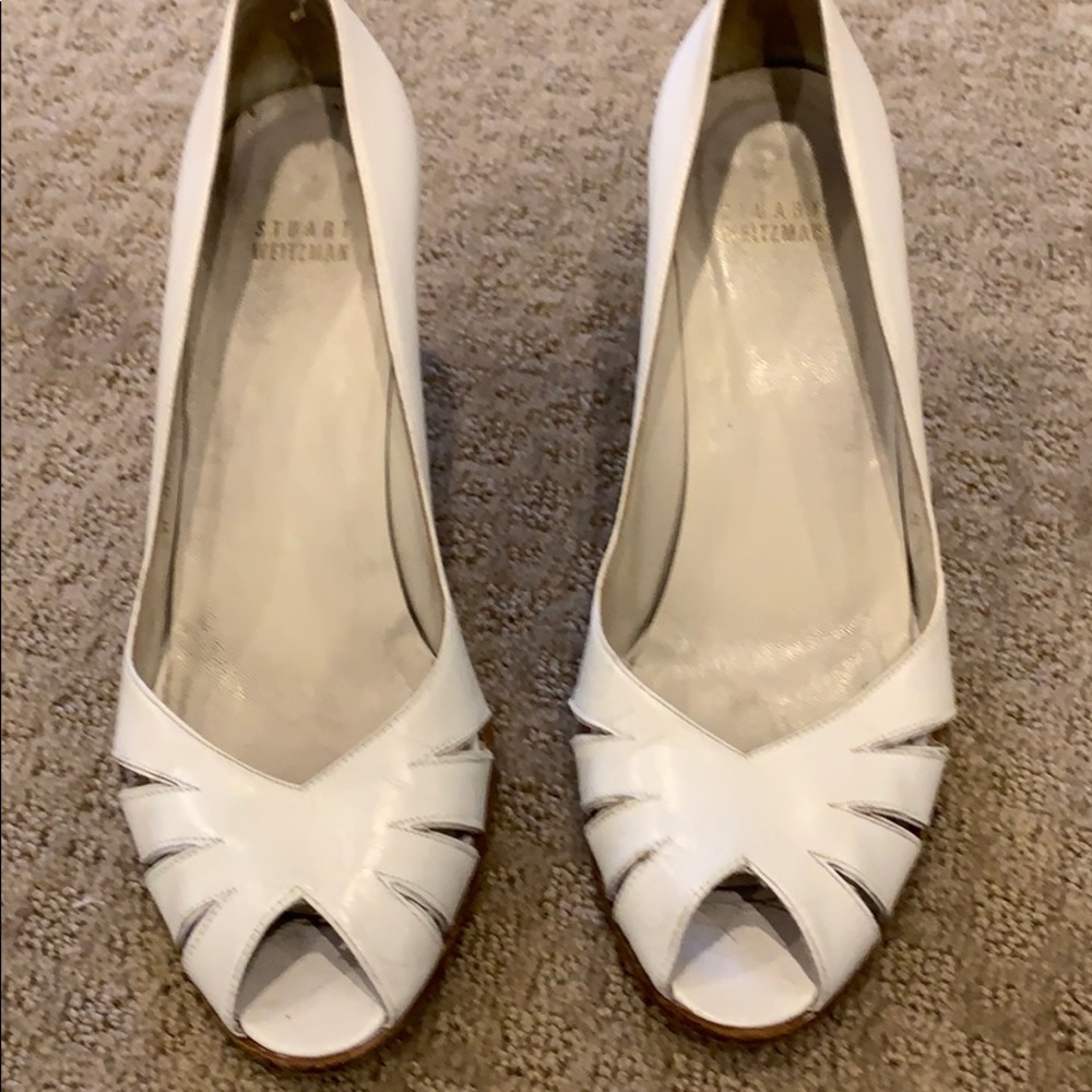 Stuart Weitzman size 8.5 white heels-very loved